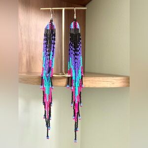 Long Colorful Beaded Earrings